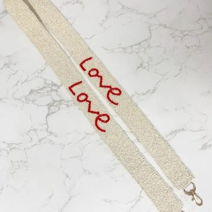 Cream Beaded Bag Strap <b>Red</b> Embroidery Adjustable Handmade Shoulder <b>Purse</b> Crossbody Detachable Hook Romantic Gift Handle - Product Image 1