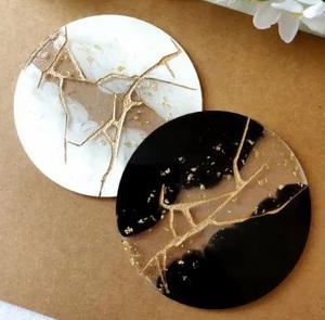 Modern Acacia <b>Wood</b> Coasters Creative Tea Cup <b>Mat</b> and <b>Table</b> Decoration with Epoxy Resin for Home or Office - Product Image 4