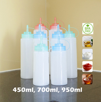 Bouteilles à presser en plastique rechargeables faciles à large bouche avec bouchon de buse pour assaisonner les sauces Ketchup huile de vinaigrette miel