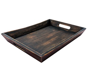 Bandeja de servicio de acrílico de hotel personalizada de lujo Bandeja de madera marrón con plato de ensalada de estilo de granja decorativo de cuentas - Product Image 1