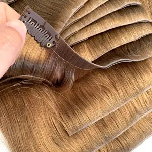 Klip ekstensi rambut manusia tebal Ins 100% klip Remy tidak terlihat dalam ekstensi rambut 20-40 inci rambut manusia mentah Vietnam