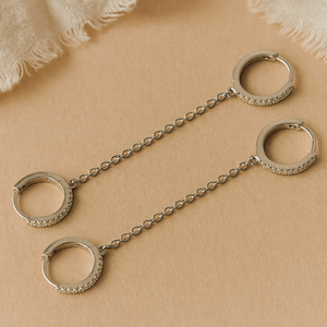 18k Gold Hoop <b>Earrings</b>-Statement Sparkle Duo - Product Image 4