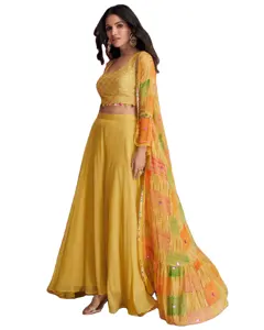 Qualité d'exportation indienne femmes Readymade Pure Georgette Broderie Partywear Indo Western Robes
