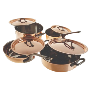 ชุดเครื่องครัวทองแดงเคลือบผิว ทำด้วยมือ เป็นมิตรกับสิ่งแวดล้อม พร้อมด้ามจับโลหะ สำหรับใช้ในบ้าน ร้านอาหาร ครัว ขายส่ง - Product Image 5