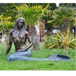 Escultura de jardín de sirena de bronce antiguo resistente, escultura decorativa para Parque, Patio, decoración de jardín - Product Image 1