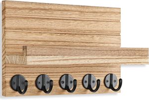 Rustic Wooden <b>Key</b> Holder Organizer Wall Mount Shelf <b>Rack</b> for Easy Access Art Style Decoration Home Entryway Kitchen Living Room - Product Image 6
