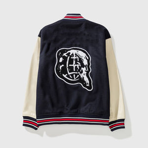 OEM Custom Leather Sleeve Chain Chenille Embroidery <b>Bomber</b> <b>Jacket</b> <b>Vintage</b> Letter Man Varsity <b>Jacket</b> for Men - Product Image 2