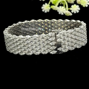 925 argent Sterling brillant Marquise coupe VVS Moissanite diamant 18MM luxe chrétien unisexe cadeau Bracelet - Product Image 1