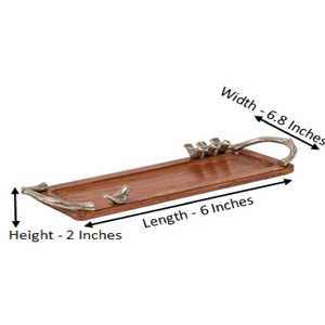 Bandeja de madera de acacia para servir real con asas para servir bebidas té postre cena desayuno - Product Image 5