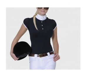 Femmes de haut décoration cheval équitation équestre montrent chemise blanc demi manches avec dentelle - Product Image 2