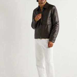 Vente chaude Top Qualité Mode Hommes Noir Véritable Veste En Cuir D'agneau Hommes Vestes En Cuir Pour Hommes - Product Image 1