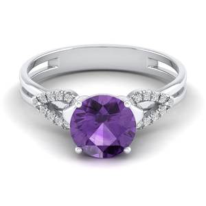 Bague de fiançailles en moissanite certifiée GRA, prix de gros REYES, argent sterling 925, coupe ronde, améthyste 2 carats, pierres précieuses fines - Product Image 1