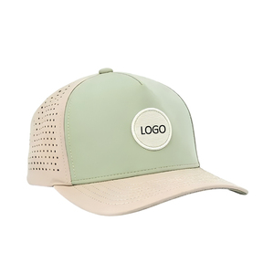 Customized 2-Tone Embroidery Golf Hat 5-Panel Waterproof Sports <b>Cap</b> With Laser Cut Holes Adjustable Closure For Golf Tournaments - Product Image 4