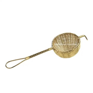 Most Selling Brass Metal Golden Handwoven <b>Tea</b> Strainer With Long Handle for Home Kitchenware <b>Loose</b> Leaf <b>Tea</b> <b>Infuser</b> - Product Image 5