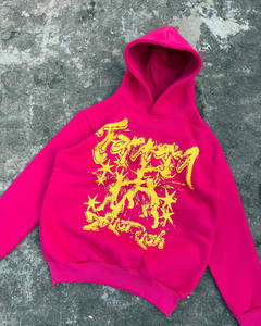 เสื้อฮู้ดผ้าฝ้าย100% สำหรับผู้ชายเสื้อฮู้ดโอเวอร์ไซส์ผ้าสกรีนพิมพ์ลายแบบแห้งเร็วงาน OEM ตามสั่ง - Product Image 4