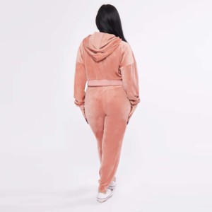 Conjunto Deportivo de Terciopelo de Algodón para Niñas, Invierno, Diseño Sólido, Top Corto Ajustado, Traje para Correr, Botones Personalizados, 2 Piezas, Alta Calidad - Product Image 6
