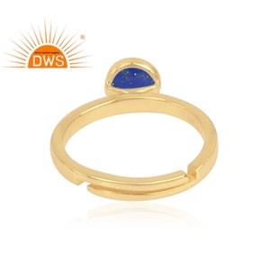 Best Selling Sterling Silver 18K Gold Plated Natural <b>Lapis</b> <b>Lazuli</b> Gemstone Stackable <b>Ring</b> Demi Fine Jewelry Manufacturer - Product Image 4