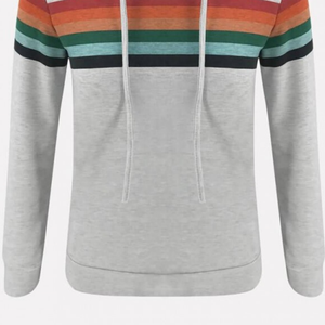 Women's Contrast Color <b>Block</b> Design Hoodie Loose Long Sleeve Plus Size Autumn Season-Washed and Embroidered - Product Image 4