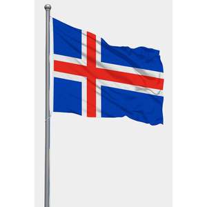 Drapeau d'extérieur d'Islande à impression numérique, mât en aluminium, matériau en polyester de soie pour l'assurance automobile, l'éducation et les agences de voyage - Product Image 1