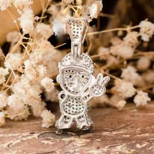 Colgantes y dijes de joyería fina de plata de dibujos animados, colgante de diamante multicolor redondo, colgante de Hip Hop, colgante de hombre de plata 925 - Product Image 3