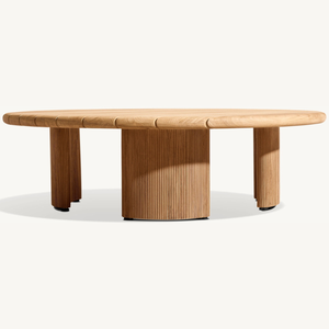 Table ronde en teck de bonne qualité pour une utilisation en extérieur, pour le café ou les repas, dans un style simple - Product Image 4