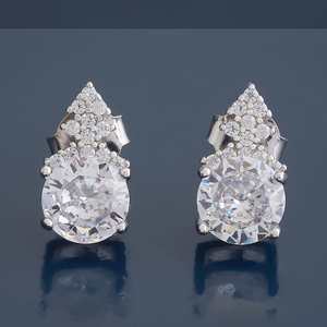 Boucles d'oreilles clous religieuses vintage en argent 925 plaqué or rose avec diamant pour fiançailles, mariage, fête, cadeau – Style 176555 - Product Image 1