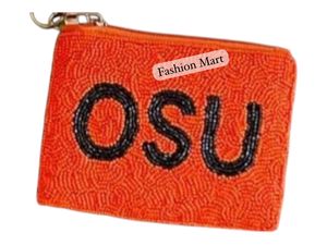 OSU perlé porte-monnaie personnalisé université Oklahoma ventilateur accessoire toile collège Style article joli motif brodé fermeture éclair - Product Image 6
