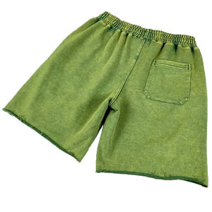 Pantalones cortos lavados con ácido de algodón pesado para hombre con logotipo estampado Puff personalizado pantalones cortos de lavado con patrón sólido estilo callejero para hombre - Product Image 2