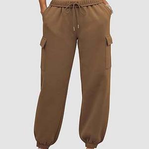 กางเกงวอร์มเอวสูงมีกระเป๋าสำหรับผู้หญิงกางเกงขายาวสำหรับฤดูหนาว2025ออกแบบโลโก้ได้ตามต้องการ - Product Image 3