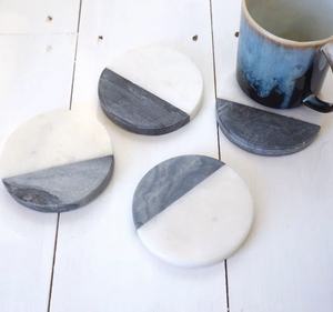 Ensemble de sous-verres en marbre élégant avec incrustation en laiton pour la décoration intérieure moderne Sous-verres en pierre de luxe pour boissons Décoration de table basse élégante - Product Image 6