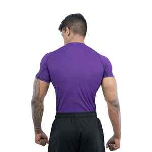 T-shirts de sport pour hommes à manches courtes, design uni, pour l'entraînement d'automne, course à pied, gym, fitness, séchage rapide, respirant, compression, sans couture - Product Image 3