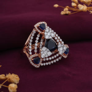 เพชรโมอิสพร้อมหินสีม่วง925แหวนเงิน - Product Image 1