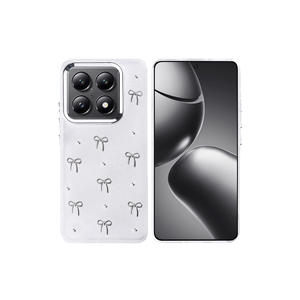 Coque antichoc isolante Xiaomi 14T Pro avec design nœud papillon transparent et pailleté, compatible airbag - Product Image 1