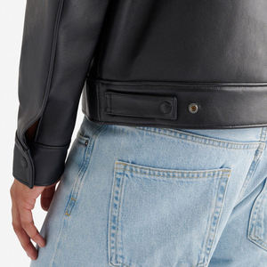 Chaqueta de cuero de piel de cocodrilo para hombre, venta al por mayor, chaqueta de cuero negro, chaqueta de cuero genuino recortada hecha a medida para hombre - Product Image 6