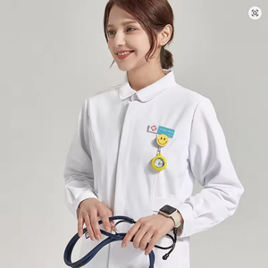 Manteau de laboratoire en toile blanche longue et douce personnalisable pour femmes, longueur régulière - Product Image 6