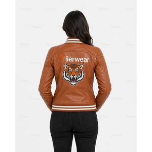 Chaqueta de Moto de Piel Sintética para Mujer Tiierwear, Color Sólido, Cierre de Cremallera, Cuello Redondo, Manga Larga, Ropa de Otoño - Product Image 4