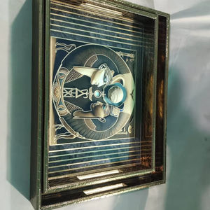 Bandeja de servicio de cuero de madera de un solo nivel de diseñador para cocina, comedor, sala de estar, decoración del hogar, restaurantes, hoteles, para vajilla de comida - Product Image 1