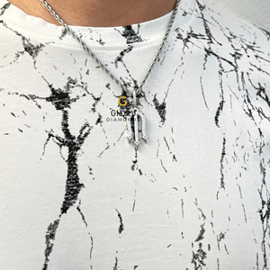 Diseñador 10kt oro blanco Hip Hop Trident colgante totalmente tachonado con diamantes cultivados en laboratorio de corte brillante Pretty Ice Charm Jewelry - Product Image 5