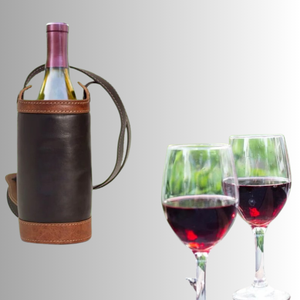 Bolsa de vino de cuero de una sola botella de primera calidad Portavasos de vino de cuero genuino elegante con asa Ideal para regalar viajes y almacenamiento - Product Image 6