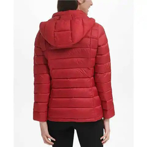 Veste matelassée personnalisée fermeture éclair bulle rembourrée 2024 veste matelassée pour femme dernière conception couleur rouge polyester nylon respirant - Product Image 6