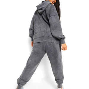 Chándal de lavado ácido con logotipo personalizado para mujer de talla grande Material duradero Patrón sólido Estilo informal para uso en invierno al aire libre - Product Image 2