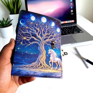 Árbol DE LA VIDA Luna unicornio diario de cuero libro de hechizos grimoire diario libro de sombra cuaderno hecho a mano mejor regalo para ella/él - Product Image 3