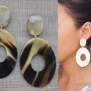 ต่างหูเขาควายสำหรับเด็กผู้หญิง ต่างหูผู้หญิง เครื่องประดับเขาธรรมชาติสำหรับผู้หญิง คุณภาพสูง - Product Image 1