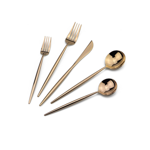 Juego de cubiertos de cobre antiguo Cubiertos ecológicos lujosos y elegantes para bodas Suministros al por mayor de metal inoxidable - Product Image 2