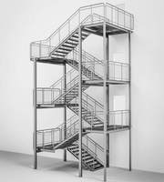Escalier en treillis d'acier galvanisé à chaud, escalier en treillis d'acier, plateforme industrielle, escalier droit antidérapant en treillis d'acier composite