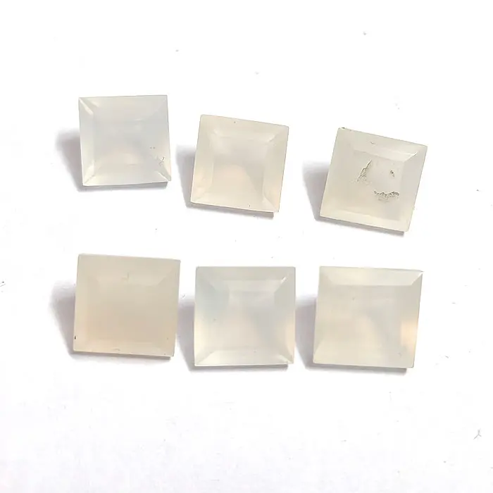 White moonstone 8x8mm square cut Gemstone Good Quality 2.51 Cts Loose Gemstone Natural white Moonstone facet for jewelry making