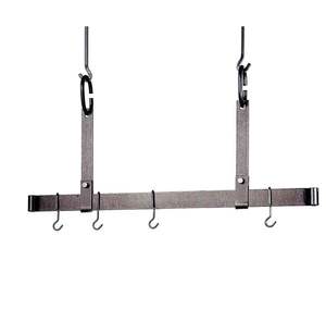 Support mural en acier pour casseroles, couvercles et ustensiles, avec crochets de suspension, organiseur de cuisine, fabriqué en Inde - Product Image 1