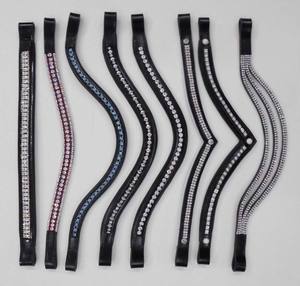 Bandas de doma para caballos Fancy Brow Band Cristales Piedras Rosa Atractivo Personalizado Equitación Ecuestre Cuero real - Product Image 4