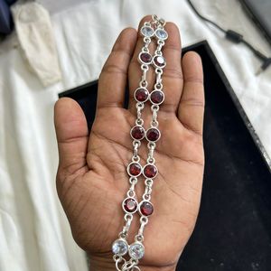 สร้อยข้อมือเงินสเตอร์ลิง925, สร้อยข้อมือเพทาย, สร้อยข้อมือแฮนด์เมด, สร้อยข้อมือข้อมือข้อมือ, สายรัดข้อมือ, สร้อยข้อมือหิน8ชิ้น - Product Image 2