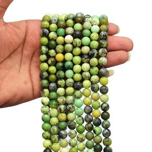 Natural Loose Nature Green Round <b>Crystal</b> <b>Beads</b> Strand 15 Inch Gemstone for Jewelry Making Wholesale Bulk Supply - Product Image 1